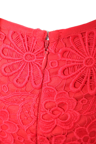 Cynthia Rowley Women Red Floral Straight Pencil Skirt 100% Polyester Size 0
