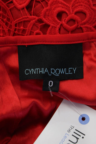 Cynthia Rowley Women Red Floral Straight Pencil Skirt 100% Polyester Size 0