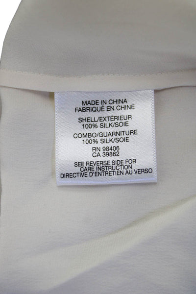 Theory Womens Beige Silk Long Sleeve Crew Neck Blouse Petites Size S