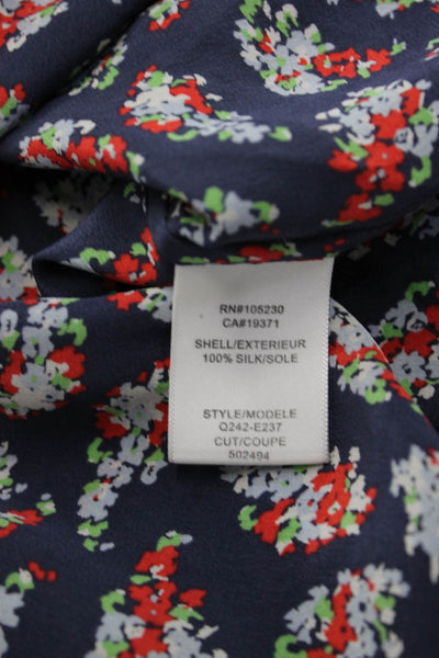 Equipment Femme Women Dark Blue Silk Floral Sleeveless Tunic Size S