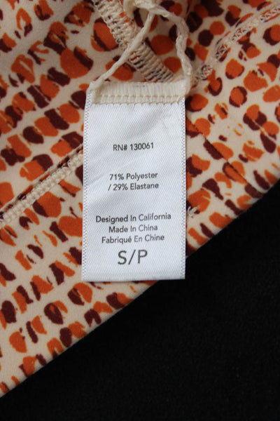 L Space Womens V Neck Abstract Printed Sports Bra White Orange Size Small