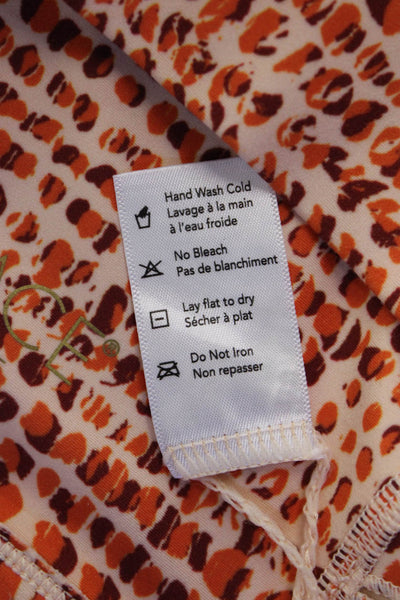 L Space Womens V Neck Abstract Printed Sports Bra White Orange Size Small