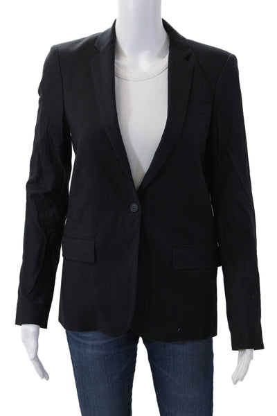 Helmut Lang Women Black Collared Button Blazer Long Sleeve Virgin Wool Size 2