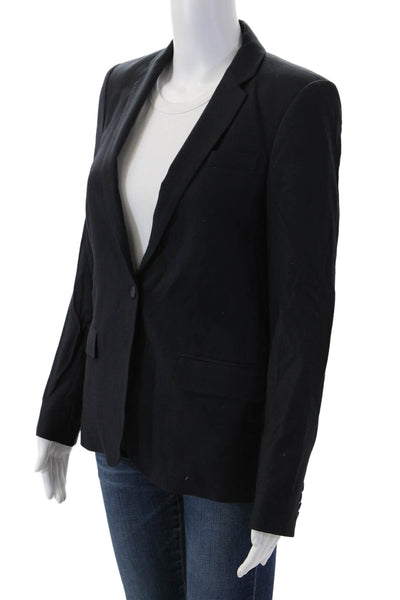 Helmut Lang Women Black Collared Button Blazer Long Sleeve Virgin Wool Size 2