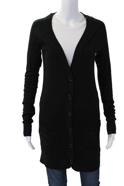 C&C California Women Black V-Neck Button Cardigan Size XS