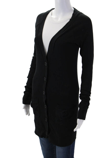 C&C California Women Black V-Neck Button Cardigan Size XS