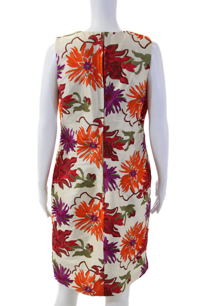 Sara Campbell Women Sleeveless Shift Floral Knee Length Dress Beige Size 10