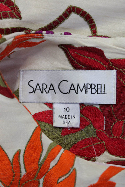 Sara Campbell Women Sleeveless Shift Floral Knee Length Dress Beige Size 10