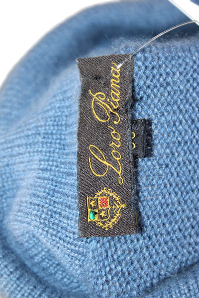 Loro Piana Mens Pullover Sweater 100% Cashmere Blue Collared Button Size L