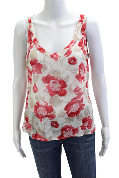 Sonia Rykiel Womens Camisole Beige Floral Vneck Viscose Linen Size 42