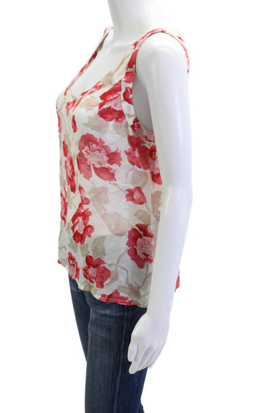 Sonia Rykiel Womens Camisole Beige Floral Vneck Viscose Linen Size 42