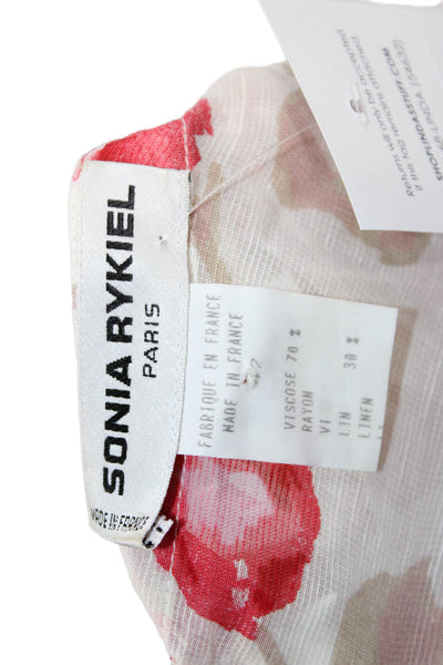 Sonia Rykiel Womens Camisole Beige Floral Vneck Viscose Linen Size 42