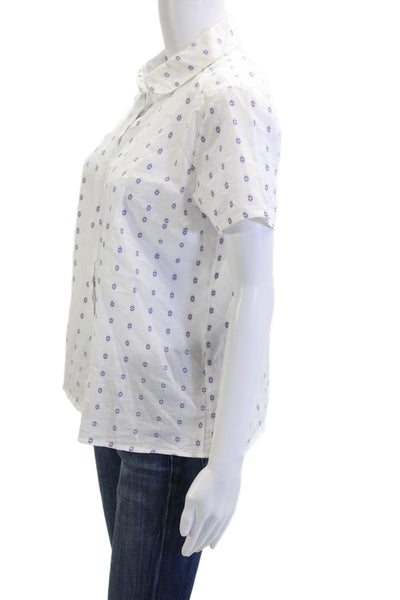 Brora Womens Silk Floral Collared Button Up Short Sleeve Blouse Size 12