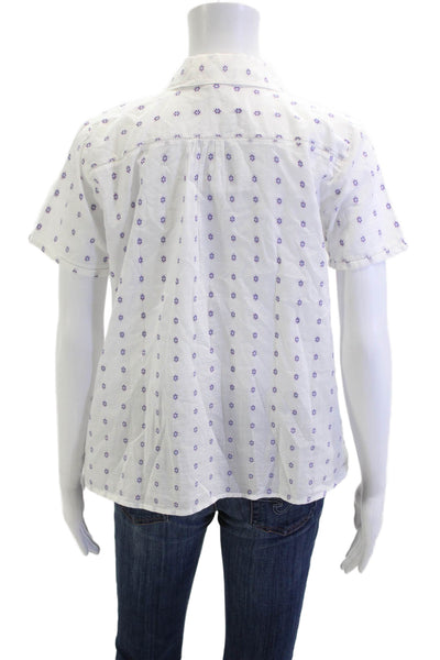 Brora Womens Silk Floral Collared Button Up Short Sleeve Blouse Size 12