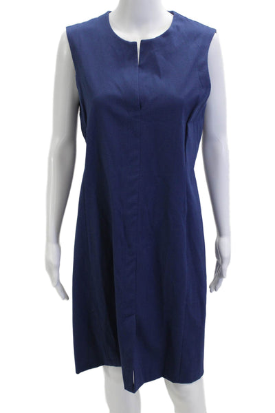 Davide Cenci Womens Shift Dress Blue Sleeveless Cotton Blend Size 46