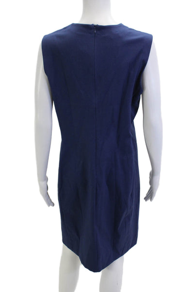 Davide Cenci Womens Shift Dress Blue Sleeveless Cotton Blend Size 46