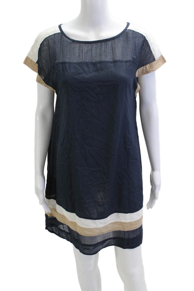Jets By Jessika Allen Women Shift Dress Dark Blue Short Sleeve Size S