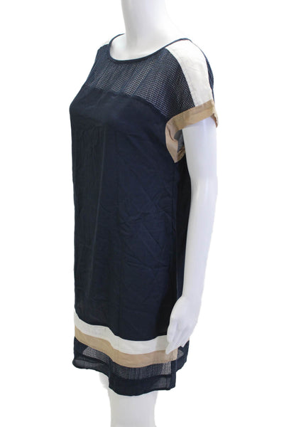 Jets By Jessika Allen Women Shift Dress Dark Blue Short Sleeve Size S