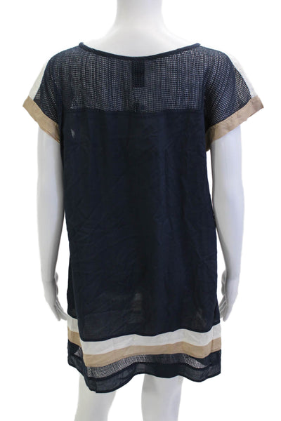 Jets By Jessika Allen Women Shift Dress Dark Blue Short Sleeve Size S