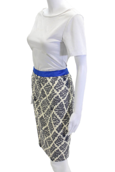 Vera Wang Women Straight Pencil Skirt Beige Geometric Cotton Elastine Size 2