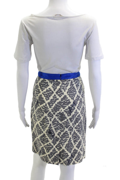 Vera Wang Women Straight Pencil Skirt Beige Geometric Cotton Elastine Size 2
