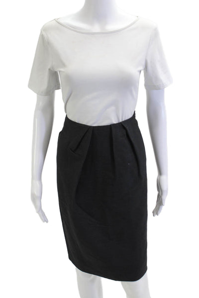 Marni Women Straight Pencil Silk Skirt Black Solid Size 42