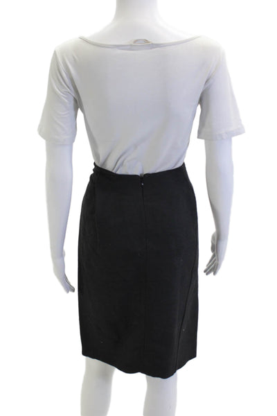 Marni Women Straight Pencil Silk Skirt Black Solid Size 42