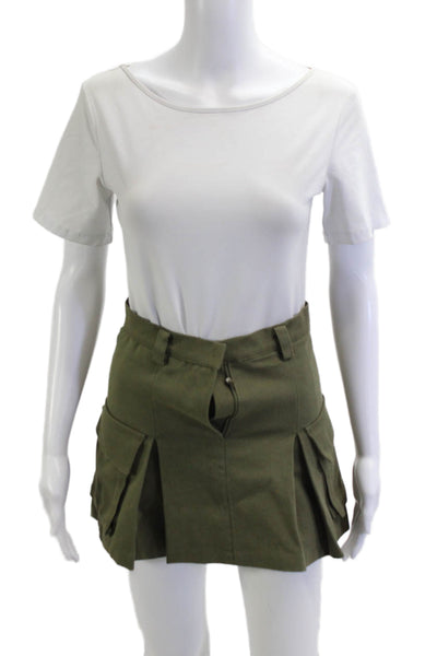 The Frankie Shop Women Cargo Mini Skort Green 100% Cotton Short Size XS