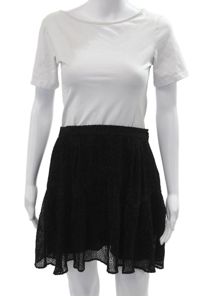 The Kooples Womens A-Line Mini Polka Dot Black Viscose Skirt Size 3