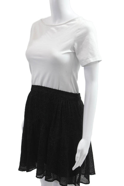 The Kooples Womens A-Line Mini Polka Dot Black Viscose Skirt Size 3