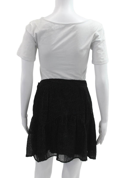 The Kooples Womens A-Line Mini Polka Dot Black Viscose Skirt Size 3