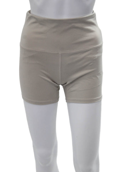 RBX Active Unisex Biker Shorts Beige Polyester Spandex Size S