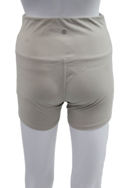 RBX Active Unisex Biker Shorts Beige Polyester Spandex Size S