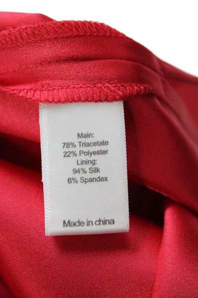 St. John Womens Tunic Blouse Red Short Sleeve Round Neck Zip Size M