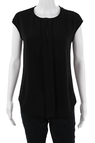 J Crew Womens Black Sleeveless Round Neck Zip Back Polyester Blouse Size 2