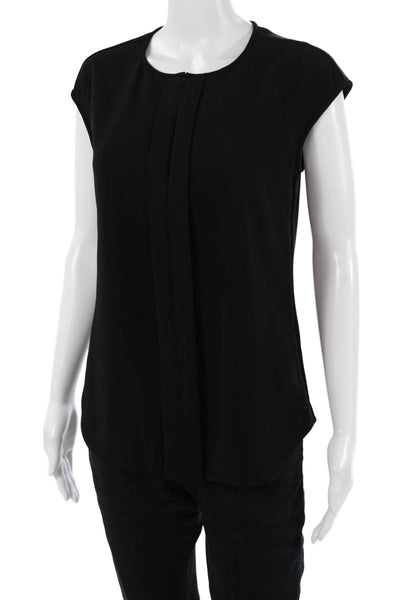 J Crew Womens Black Sleeveless Round Neck Zip Back Polyester Blouse Size 2