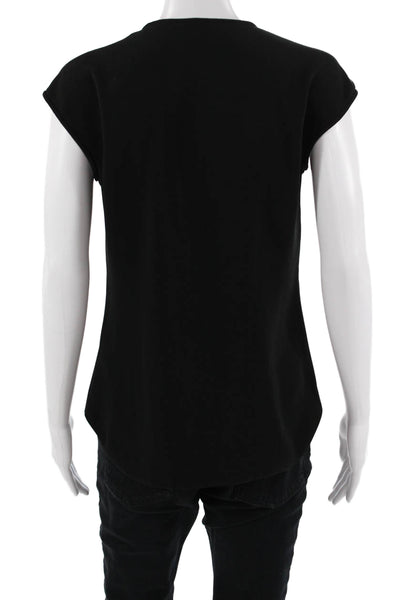 J Crew Womens Black Sleeveless Round Neck Zip Back Polyester Blouse Size 2