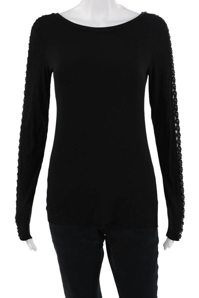 Bailey 44 Womens Basic Long Sleeve Black Round Neck Tee Polyester Size S