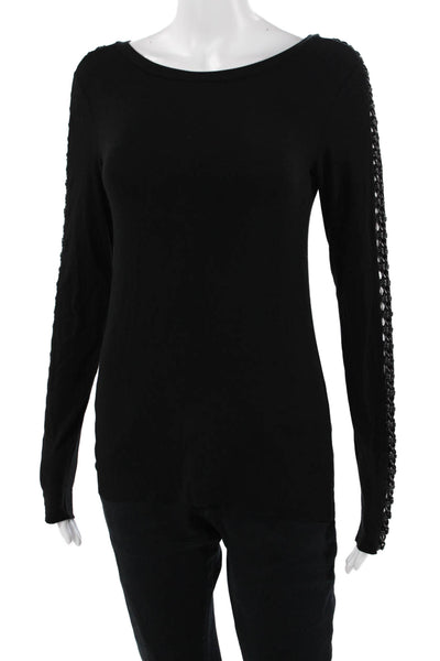 Bailey 44 Womens Basic Long Sleeve Black Round Neck Tee Polyester Size S