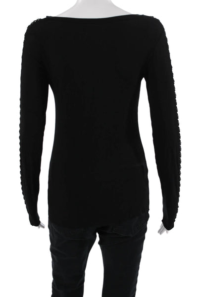 Bailey 44 Womens Basic Long Sleeve Black Round Neck Tee Polyester Size S