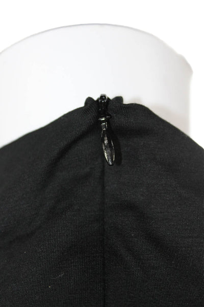 Armani Collezioni Women Black Mock Neck Long Sleeve Top Zip Polyester Size XS