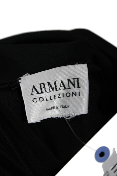 Armani Collezioni Women Black Mock Neck Long Sleeve Top Zip Polyester Size XS