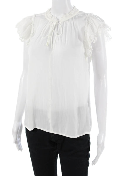 Current Air Women White High Neck Sleeveless Bohemian Drawstring Blouse Size S