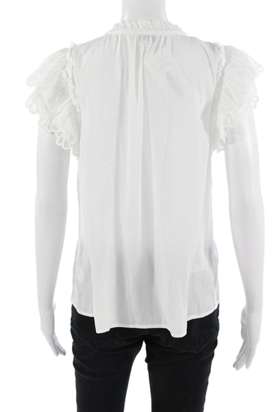 Current Air Women White High Neck Sleeveless Bohemian Drawstring Blouse Size S