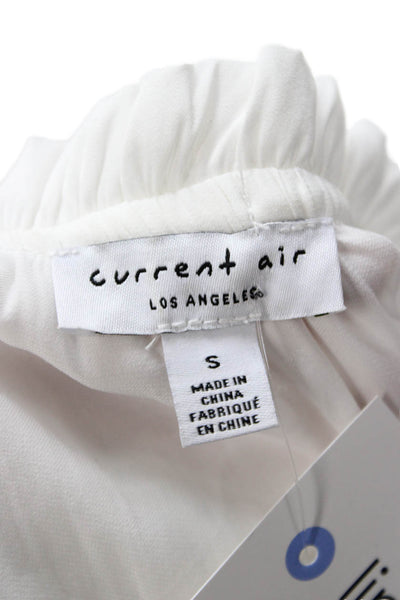 Current Air Women White High Neck Sleeveless Bohemian Drawstring Blouse Size S