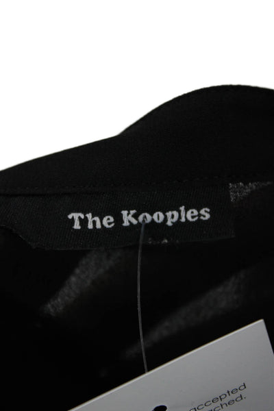 The Kooples Women Black Mock Neck Button Solid Blouse Long Sleeve Size S