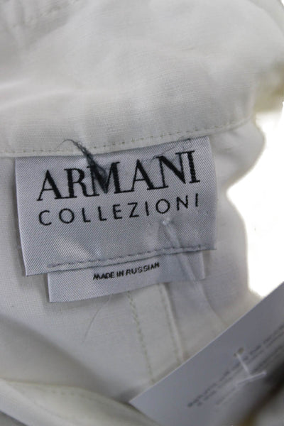 Armani Collezioni Women Military Jacket White Cotton High Neck Size S