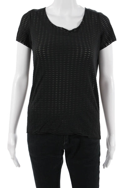 Armani Collezioni Women Jersey T-Shirt Black Round Neck Short Sleeve Size XS