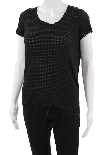 Armani Collezioni Women Jersey T-Shirt Black Round Neck Short Sleeve Size XS