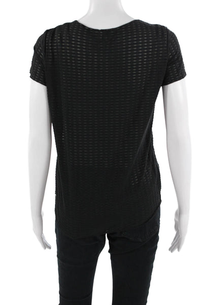 Armani Collezioni Women Jersey T-Shirt Black Round Neck Short Sleeve Size XS
